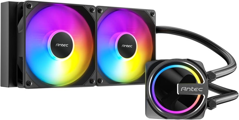 ANTEC Skeleton 240 ARGB Liquid CPU Cooler, 240mm Radiator, High-Performance Pump, 2 x 120mm PWM ARGB Fans, Copper Base, Intel LGA 115X/1200/1700/20XX, AMD AM4/AM5, Black - Image 1